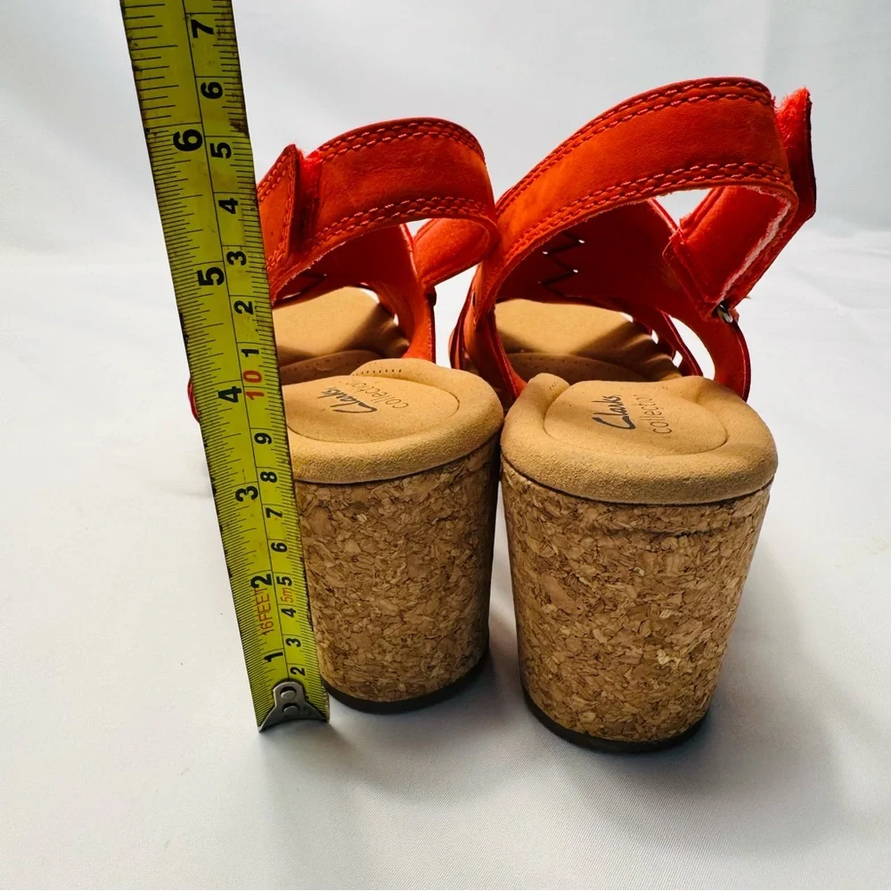 Clarks Giselle Glow Woven Grenadine Nubuck Leather‎ Wedge Sandals Size 10M